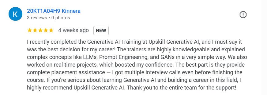upskill generative ai training in hyderabad - testmonials