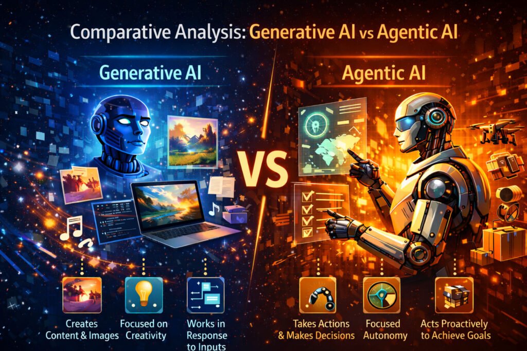 comparative analysics generative ai vs agentic ai